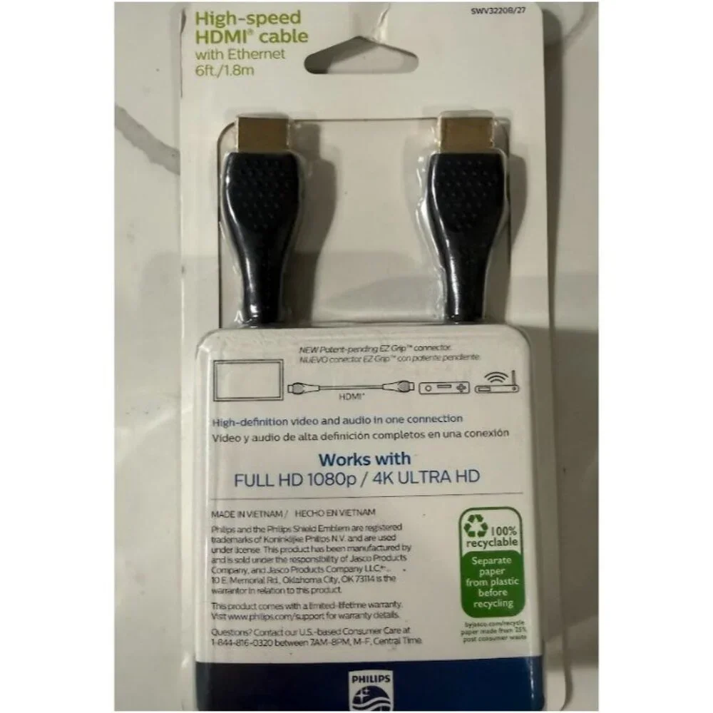 Philips 6ft High Speed HDMI Cable with Ethernet